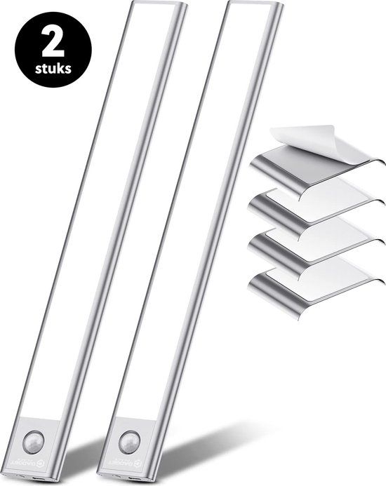 Gadgetplace Kastverlichting LED met Bewegingssensor en Bevestigingsset - Draadloos - 30 cm - (2 PACK)