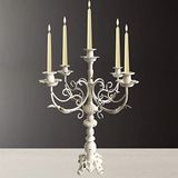 Gietijzeren kandelaars - vintage metalen kandelaar - kandelaars voor 1/2-1 "taps toelopende kaarsen, 5 armen kandelaars 17 inch lang (vintage wit)