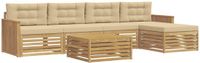 vidaXL Ensemble de canapé d'extérieur 6 pièces Blanc et Beige Polyester