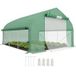 Serre de jardin Tunnel 10,4 m² anti-UV porte zippée enroulable fenêtres maille 350 x 300 x 200 cm vert