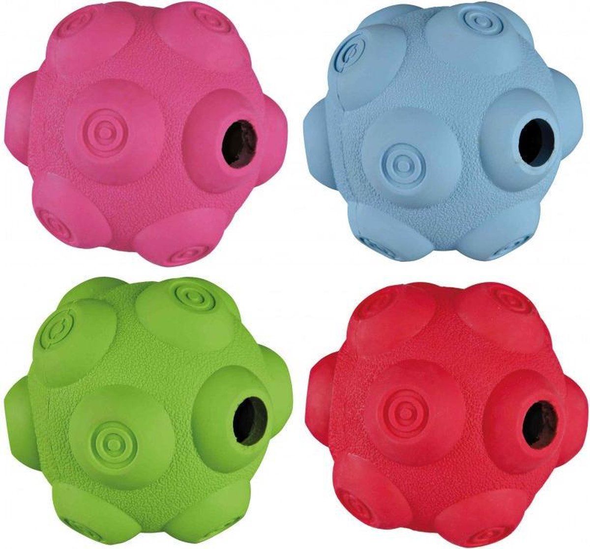 TRIXIE snackbal natuurrubber assorti 9x9x9 cm 4 st