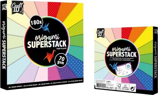 XXL Origami Superpack 15x15cm - 180 Vellen - Diverse Kleuren - Craft ID