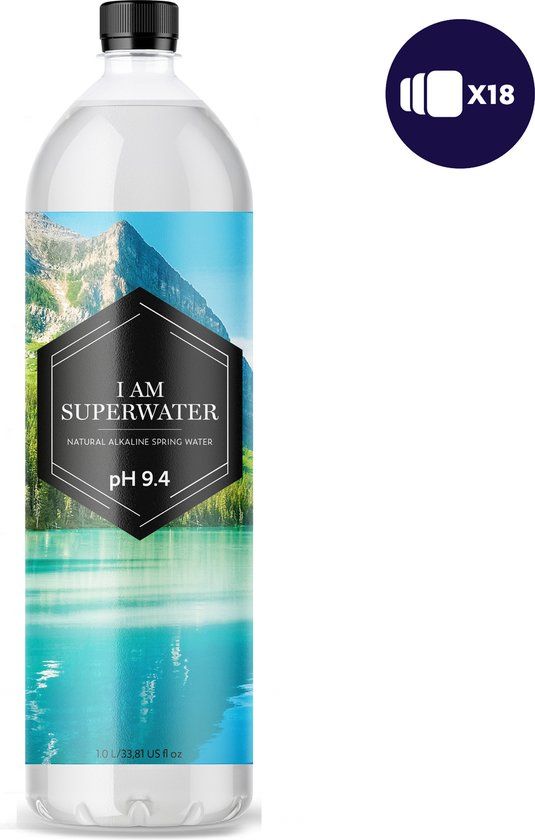 Alkaline Water pH 9.4 - 1000ml 6-pack I am Superwater x 3 - 18 Bottles