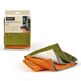 Perfecte Perfetto Parfait Microset 3-delige microvezel-reinigingsdoek, stof, pompoen/grijs/petrol, 40 x 35 x 0,5 cm