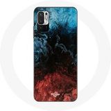 Maniacase Hoesje voor Xiaomi Redmi Note 10T 5G Abstracte textuur achtergrond rood zwart blauw