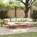 vidaXL Tuinbank Set 4-delig Bruin en Crème Polyrattan Hoek loungeset Inclusief Tafel