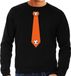 Bellatio Decorations Shoppartners Bv Zwarte fan sweater voor heren - oranje voetbal stropdas - Holland / Nederland supporter - EK/ WK trui / outfit L