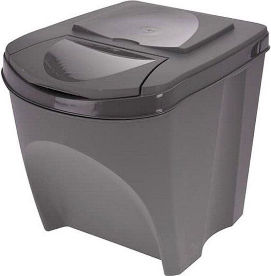 Merkloos Recycling Waste Bin Sortibox Black (3 x 25 l) - Open Top - Plastic