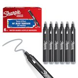 Sharpie Creative Marker Acrylverfmarkers | Ronde punt | Verfmarkers op waterbasis | Inkt loopt niet door en geschikt voor de meeste oppervlakken | Koelgrijs | 6 stuks