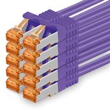 1aTTack CAT7 Netwerkkabel CAT Kabel 10 x 0.25m Violet - RJ45 10 Gigabit SFTP PIMF LSZH LAN Kabel