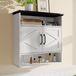 Meuble de salle de bain - Armoire murale style cabane avec porte coulissante - Étagère réglable - Tiroir - 4 niveaux - Bois - Blanc