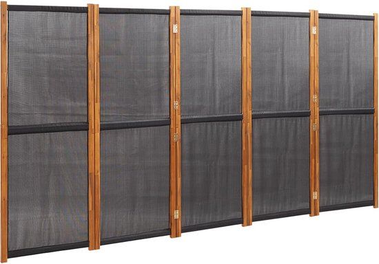 vidaXL Kamerscherm met 5 panelen 350x180 cm zwart