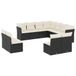 vidaXL 11-delige Loungeset met Kussens, Poly Rattan, Zwart
