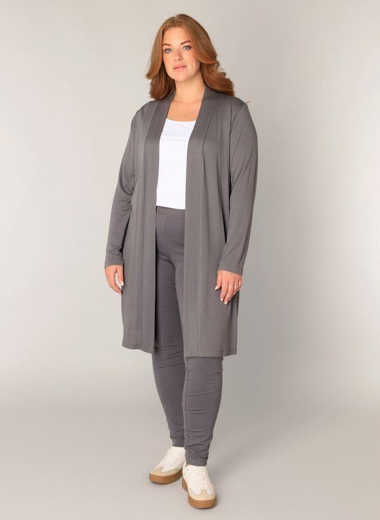 BASE LEVEL CURVY Ayla Long Vest - Dark Grey - maat X-0(44)