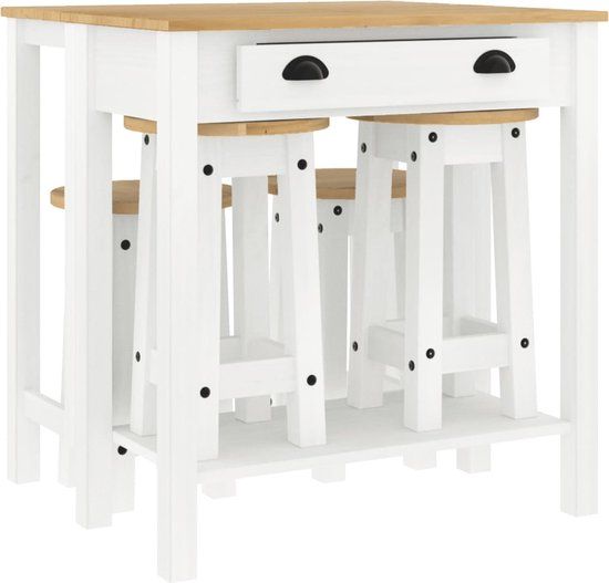 vidaXL Barset 5-delig Massief Grenenhout Wit