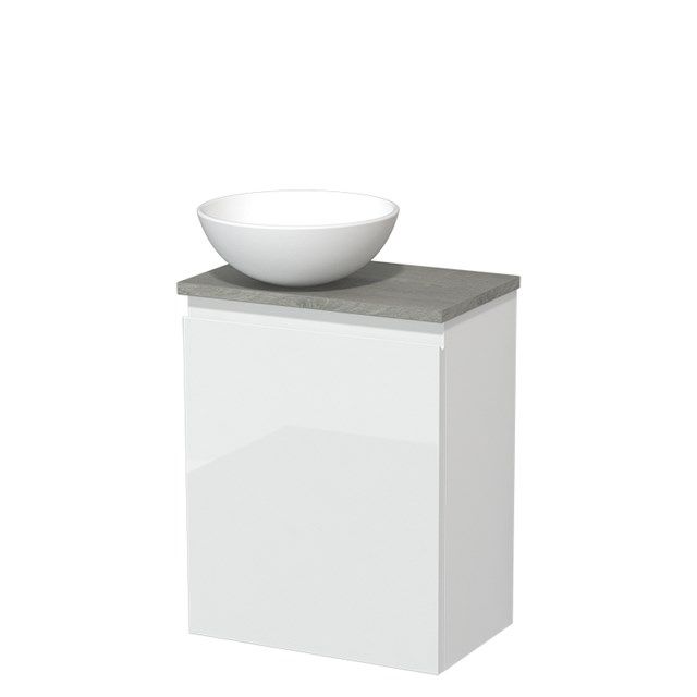 Maxaro Modulo Toiletmeubel - 41 cm - Hoogglans Wit - Grijs Eiken Blad