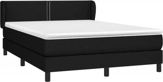 vidaXL Boxspring met matras stof zwart 140x190 cm