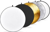 NEEWER 60 cm lichtreflector lichtdiffusor 5-in-1 inklapbare multischijf met tas, doorschijnend, zilver, goud, wit en zwart voor studio-fotografie, verlichting en buitenverlichting