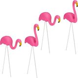 Merkloos / Sans marque Relaxdays 4 x tuinsteker flamingo - vijverdecoratie - gazonsteker - tuindecoratie