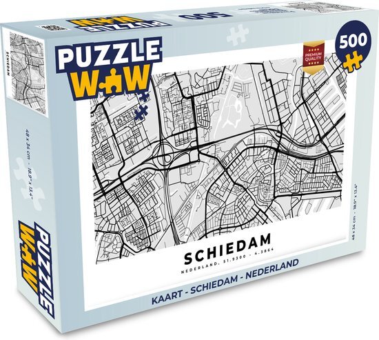 MuchoWow Puzzel Kaart - Schiedam - Nederland - Legpuzzel - Puzzel 500 stukjes