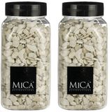 Mica Decorations pierres décoratives - 2x - blanc - 1 kilo - 650ml - pierres de loisirs créatifs