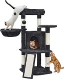 Markenlos Bol Stabiele Kattenboom met Krabplank en Kattenmand - Hoogte 107 cm - Zwart