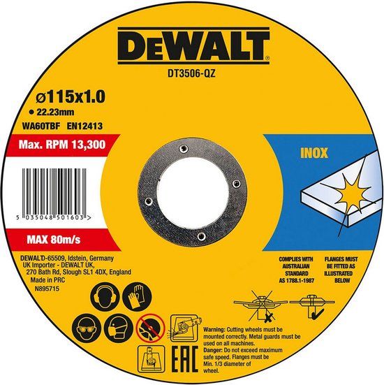 DEWALT DT3506-QZ Fast Cut Snijschijf - 115 x 1 x 22,23 mm - 1 stuk