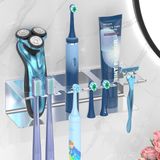 Famanu Porte-brosse à dents électrique pour montage mural, acier inoxydable 304, porte-tête de brosse et rasoir, argent