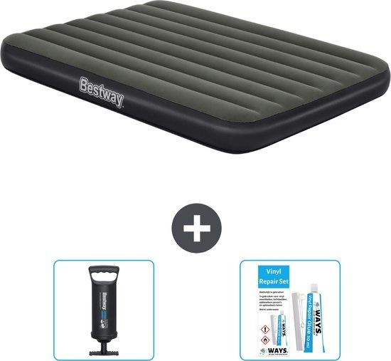 Bestway Luchtbed - Twijfelaar - 137 x 191 x 25 cm - Grijs - Inclusief Pomp en Reparatieset