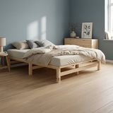 Homestyle4u Twijfelaarbedden - 120x200 cm - Massief houten - Natuurlijk