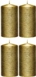 Enlightening Candles Bougie cylindrique - 4x - bougie pilier - or - 7 x 13 cm - 25 heures de combustion
