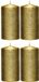 Enlightening Candles Bougie cylindrique - 4x - bougie pilier - or - 7 x 13 cm - 25 heures de combustion