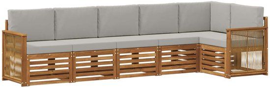 vidaXL Acacia Hout Bankenset 5-delig Naturel en Lichtgrijs