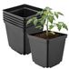 Garronda Set van 5 vierkante kunststof bloempotten met drainagegaten voor tuin (Zwart, 15 x 15 x 15 cm (2,5L)) GD-KW-S