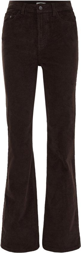WE Fashion Dames flared corduroy broek - Dark brown - Maat 36