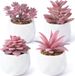 Unyqoos® Plantes artificielles avec pot, 4 pièces, petites mini-plantes artificielles pour salon, salle de bain, balcon, bureau, décoration de table, rose