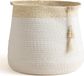 Panier à linge en coton - Grand sac de rangement tissé pour chambre de bébé - Blanc, 38x44 cm