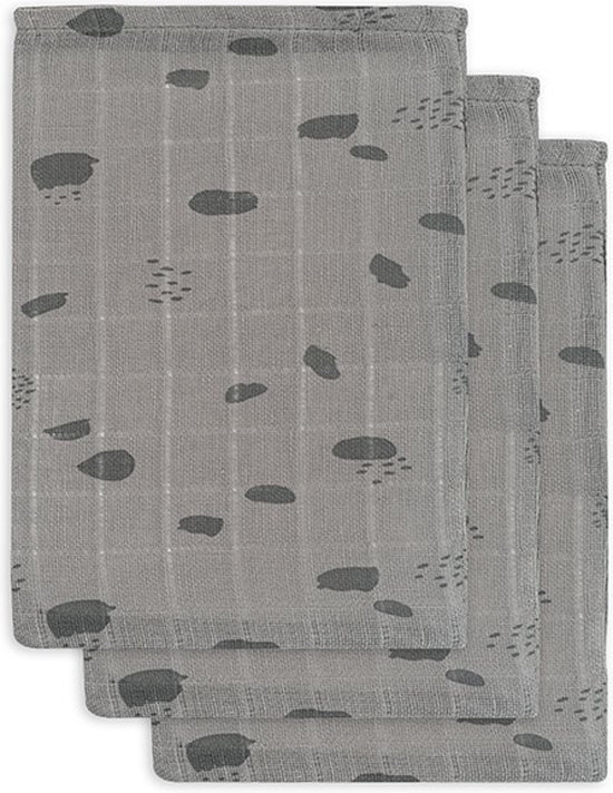 Jollein Gaasdoek Spot stormgrijs 3-pack Grey