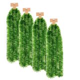 Inge-glas Inge Christmas decor Kerstslinger - 4x - groen - folie - 270 cm x 7,5 cm - lametta - kerstboomslinger - kerstversiering