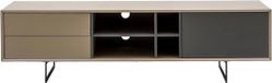 Goossens Meuble TV Vienna, 1 Porte 2 Tiroirs 4 Niches Ouvertes 42 cm de Profondeur - Brun