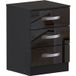 Hulio Table de chevet avec 3 tiroirs, meuble de chambre, commode, finition laquée brillante, noir