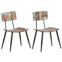 vidaXL Eetkamerstoelen 2 st massief gerecycled hout