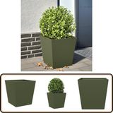 vidaXL Plantenbak - 40x40x40 cm - Staal - Olijfgroen