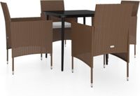 vidaXL 5-delige tuinset met kussens, bruin en zwart