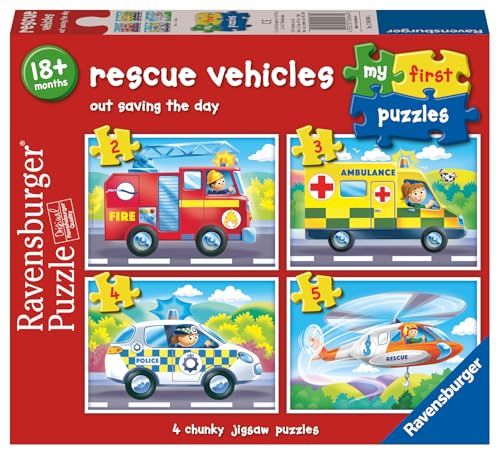 Ravensburger Rescue Vehicles - Mijn eerste legpuzzels voor peuters van 18 maanden - 2, 3, 4 en 5 stuks