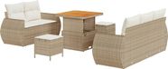 vidaXL Banc de jardin - Set - 8 - pièces - Beige - poly - rotin