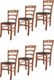 t m c s Tommychairs Cuore - Eetkamerstoelen - Set van 6 - Kersenhout - Kunstleer