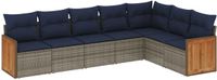 vidaXL 7-delige loungeset voor buiten, met kussens, grijs, kunststof riet