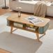 en.casa Table basse Tysvær 100x50x40 cm naturel et bleu