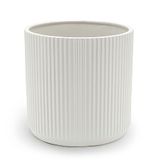 Amazon Basics Plantenbak, rond, gegolfd keramiek, 20,3 cm, wit